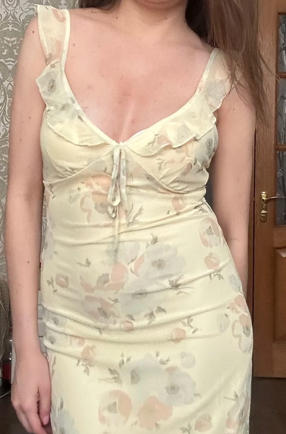 Customer photo review of Adelheid Floral Print Plunge Maxi Dress