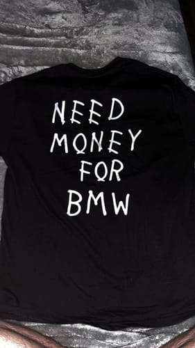 Customer photo review of NEED MONEY TEE