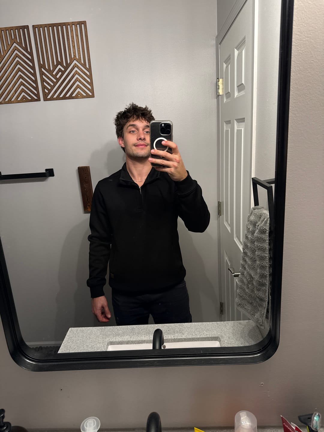 Customer photo review of Sunday Men's Quarter Zip - Onyx