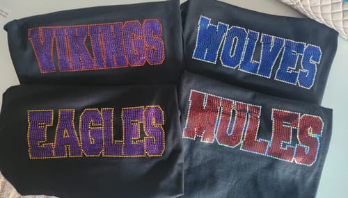 Customer photo review of Custom WORD with Outline STRAIGHT SPANGLE ( TWO TRANSFERS )