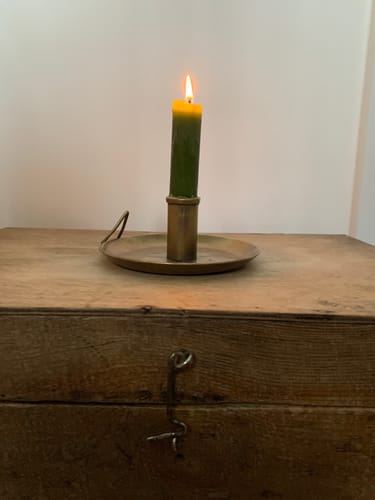 Customer photo review of Brass Forged Plate Candle Holder