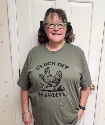 Customer photo review of Cluck Off T-Shirt