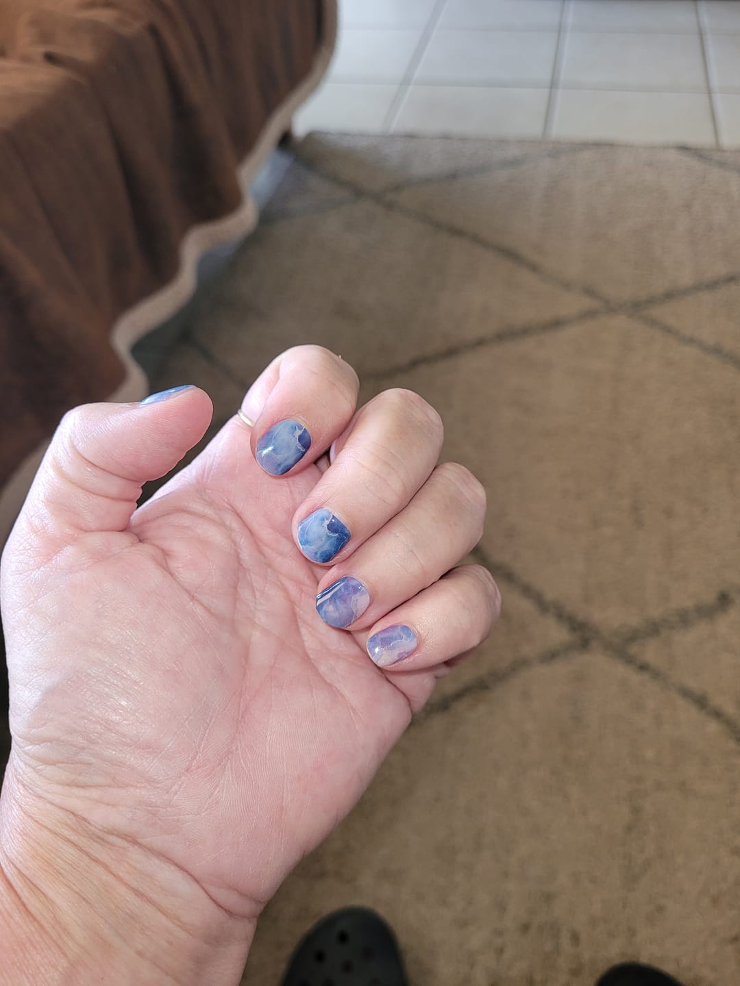 Customer photo review of Purple Geode Rock Pool DIY Semicured Gel Nail Sticker Kit