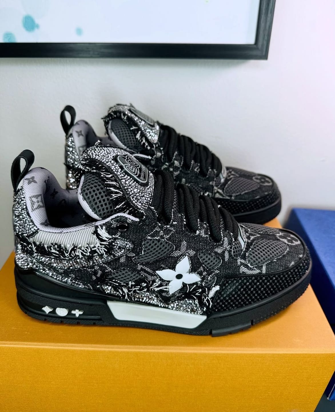 Customer photo review of Louis Vuitton Skate Trainer Swarovski Black