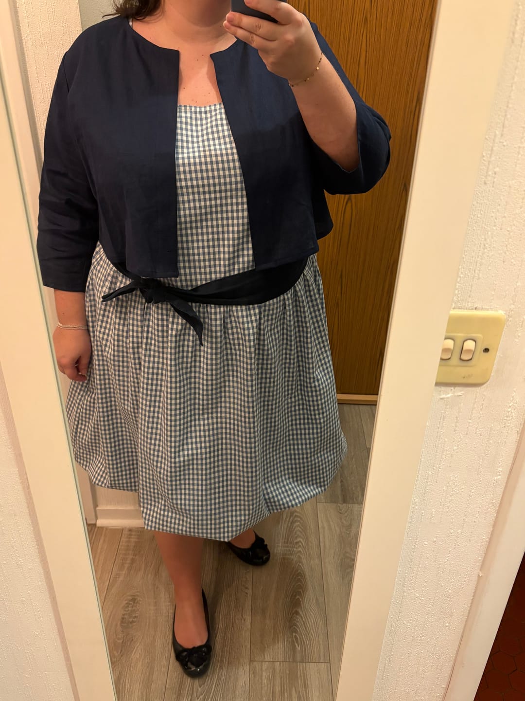 Customer photo review of Robe Solène - coton vichy bleu doux