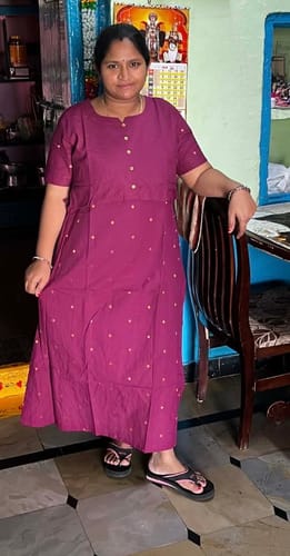 Customer photo review of Dark Pink with Gold Zari Handloom Maxi