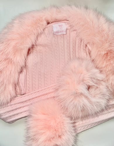 Customer photo review of My True Form Fawn Fur Bolero Cardigan (Pink)