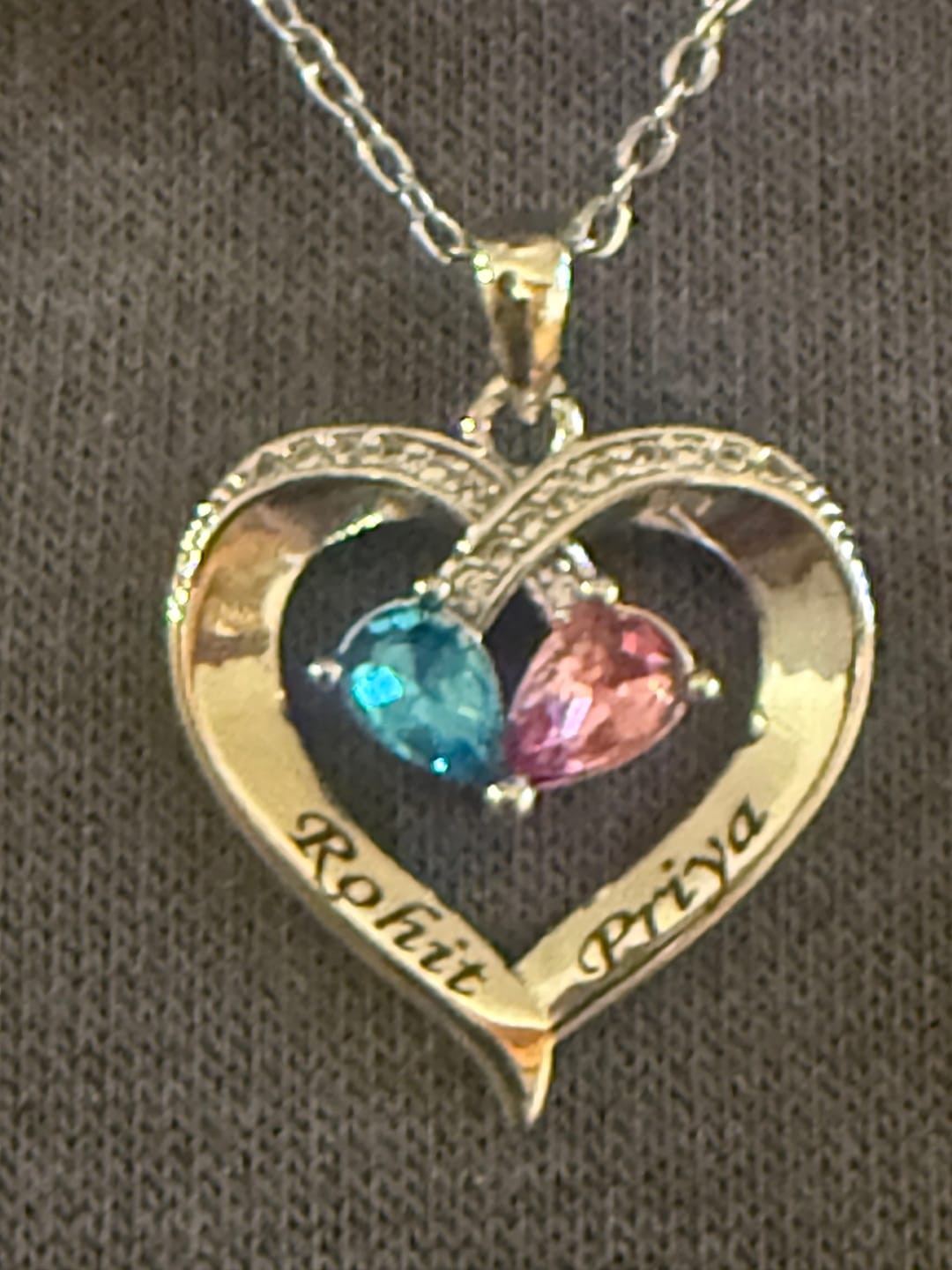 Customer photo review of Forever Love Birthstone & Diamond Heart Pendant Necklace