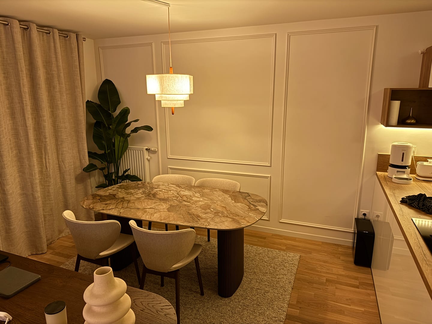 Customer photo review of Suspension tissu spirale et bois | Élégance contemporaine