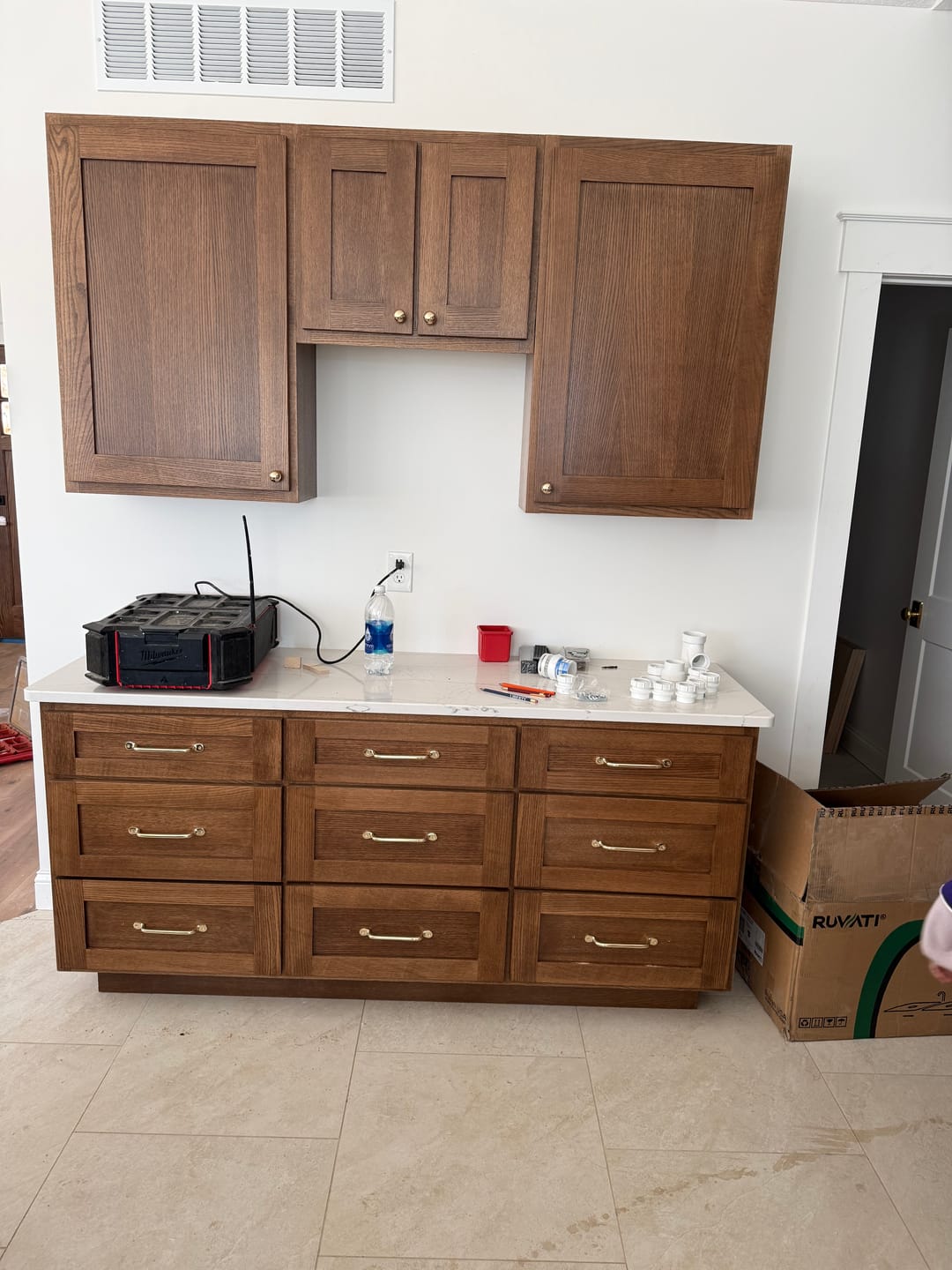 Customer photo review of Serene Cabinet Pulls - Unlacquered Brass Polished