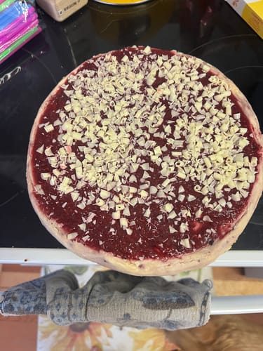 Customer photo review of White Chocolate Raspberry Cheesecake
