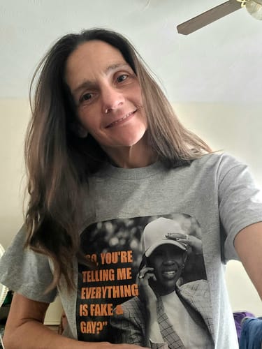 Customer photo review of Fake & Gay T-shirt