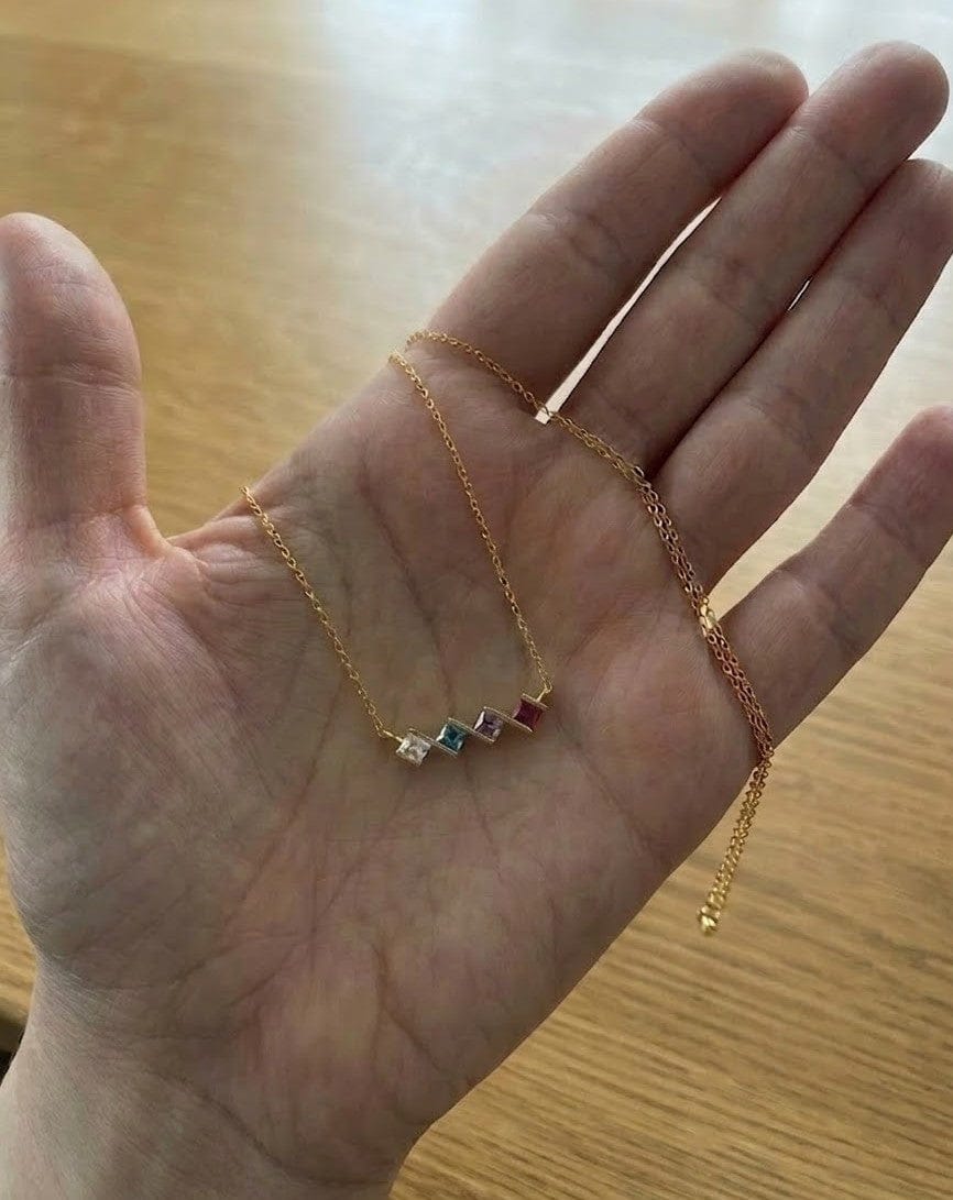 Customer photo review of Personalized 925 Sterling Silver Family Birthstone Necklace