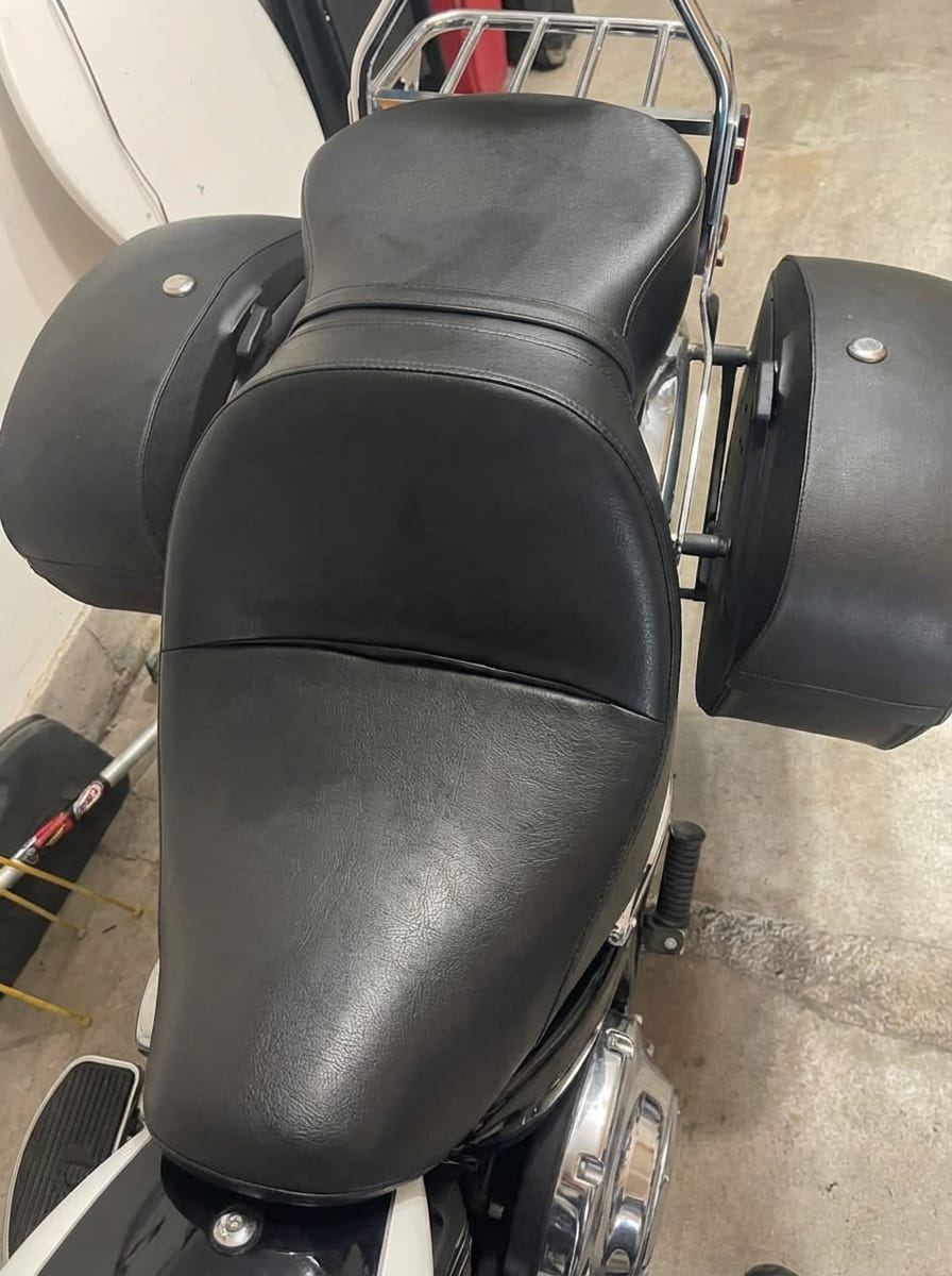 Customer photo review of 44L - Lamellar Stallion Extra Large Kawasaki Vulcan 900 Classic VN900 Leather Covered Motorcycle Hard Saddlebags