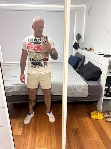 Customer photo review of Ultra-Stretch 5" Chino Shorts - Cream