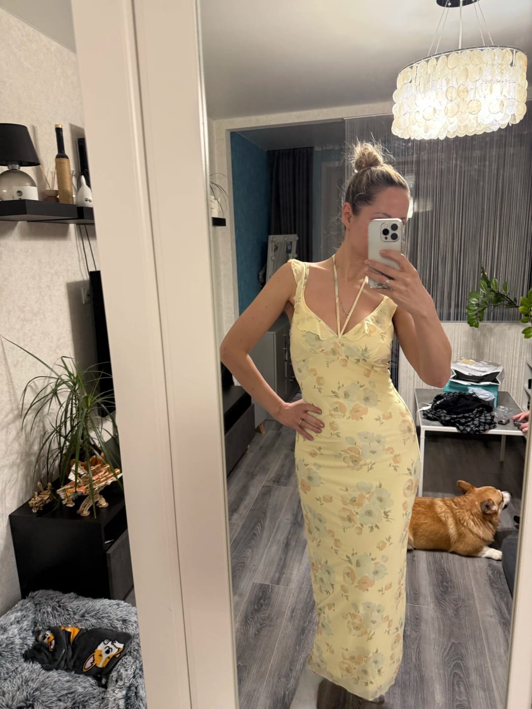Customer photo review of Adelheid Floral Print Plunge Maxi Dress