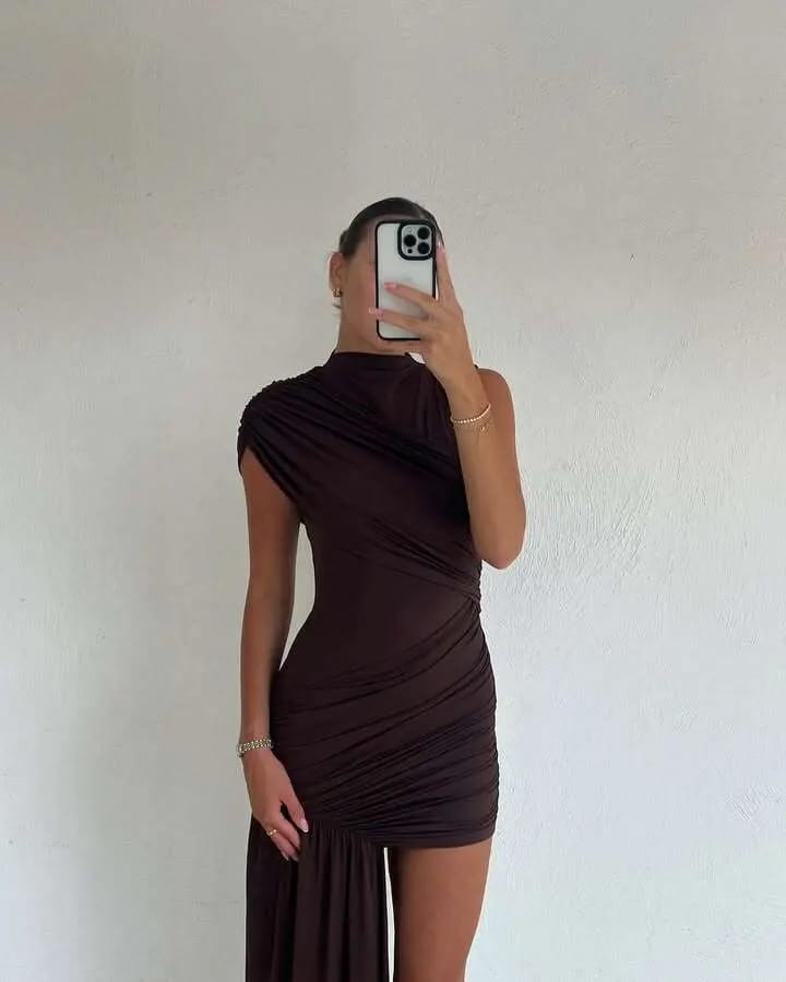 Customer photo review of Elaine Draped Ruched Mini Dress