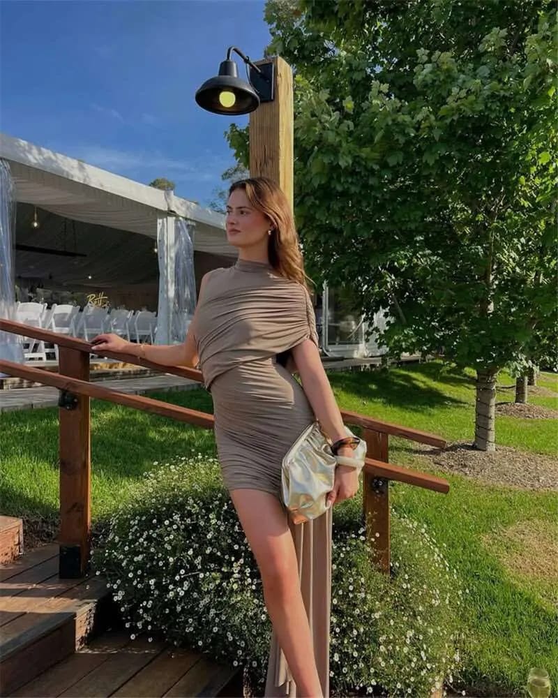 Customer photo review of Elaine Draped Ruched Mini Dress