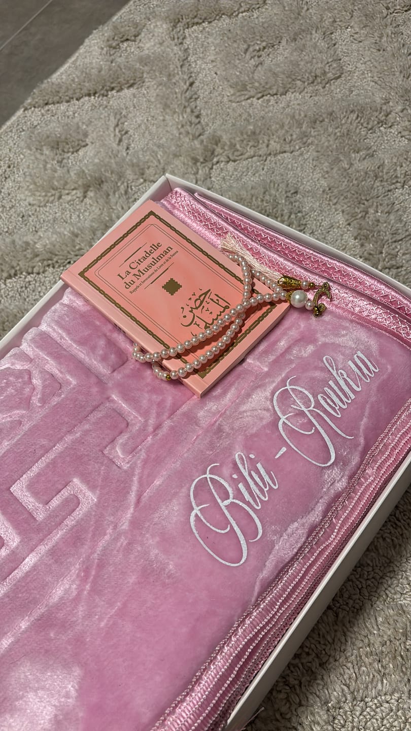 Customer photo review of Box tapis de prière épais rose