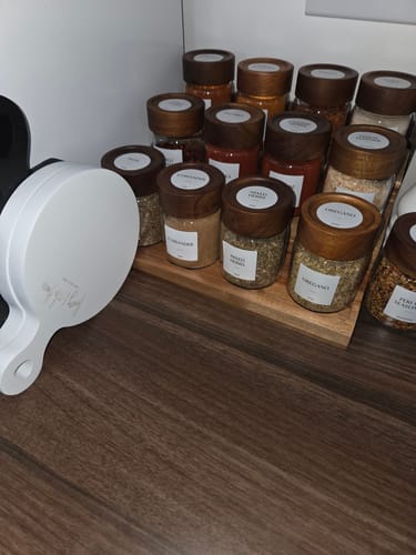 Customer photo review of Acacia Wood Glass Spice Jar 180 ML