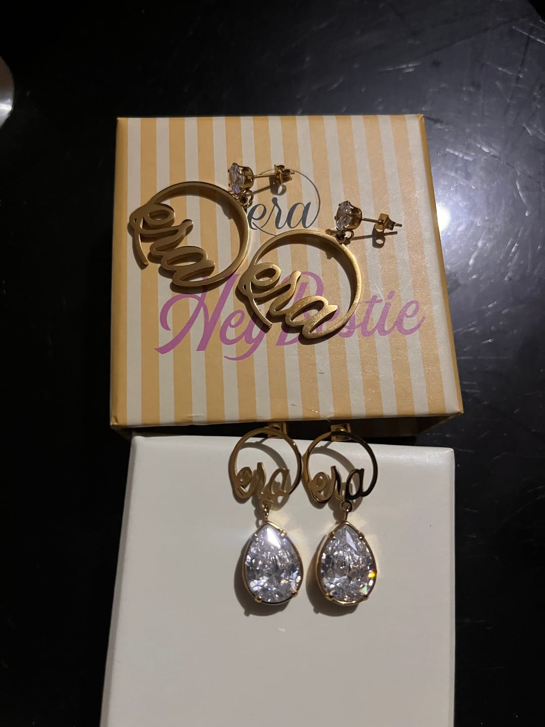 Customer photo review of Gold Era Teardrop Earrings