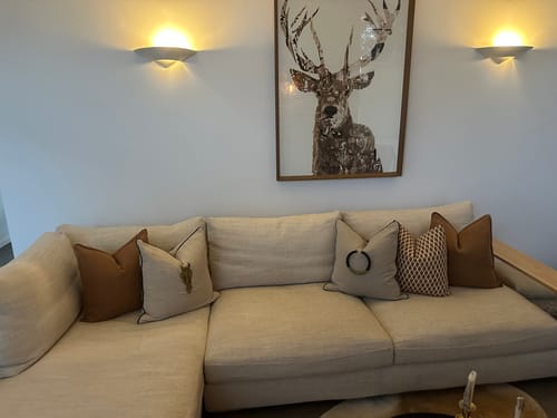 Customer photo review of Amulet Leather Black Natural & Black Lounge Cushion 55 x 55cm