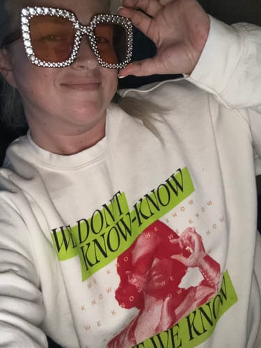 Customer photo review of We Know Neon Crewneck