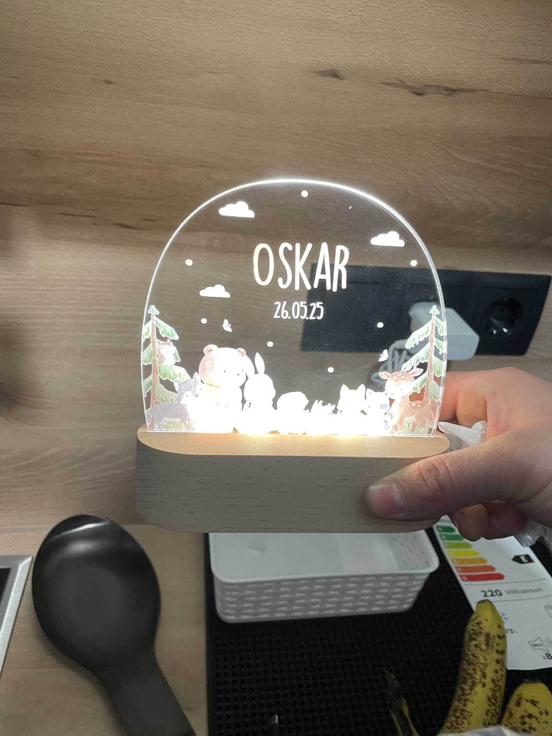 Customer photo review of Nachtlicht Kinder personalisiert - Niedliche Waldtiere