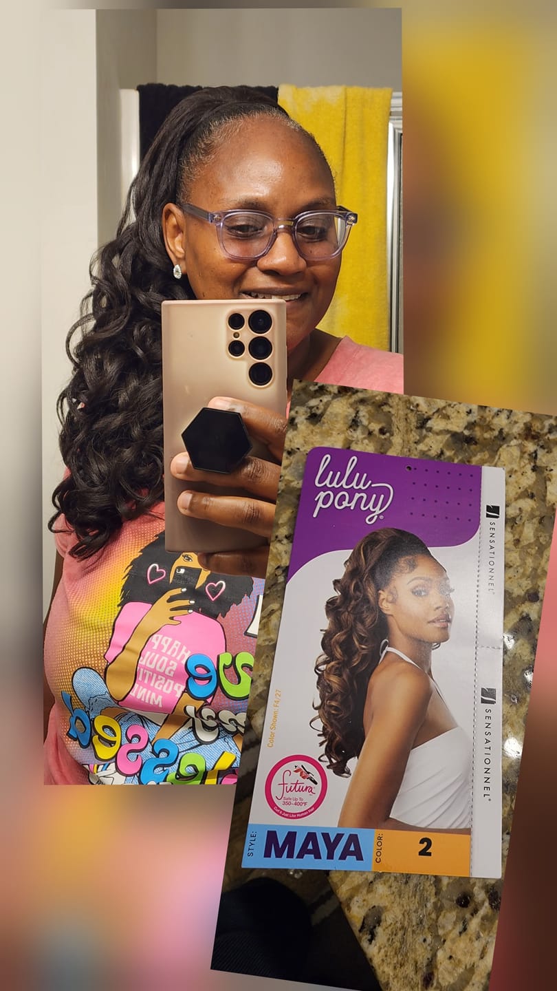 Customer photo review of Sensationnel Lulu Pony Drawstring Ponytail - MAYA