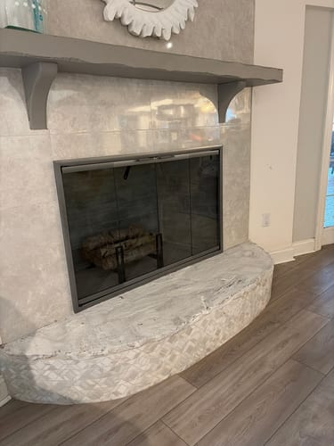 Customer photo review of Cavestone Fireplace Glass Doors | Custom Masonry Fit