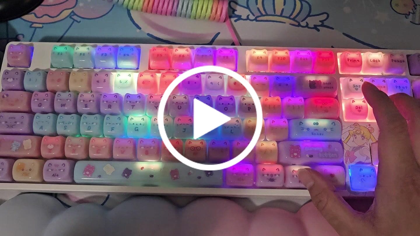 Customer video review of KiiBOOM Meow Pudding PC Keycap Set