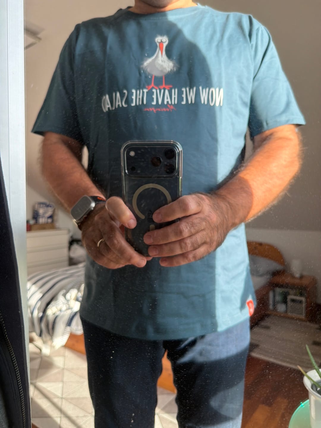 Customer photo review of Now we have the Salad · Unisex Premium Bio T-Shirt
