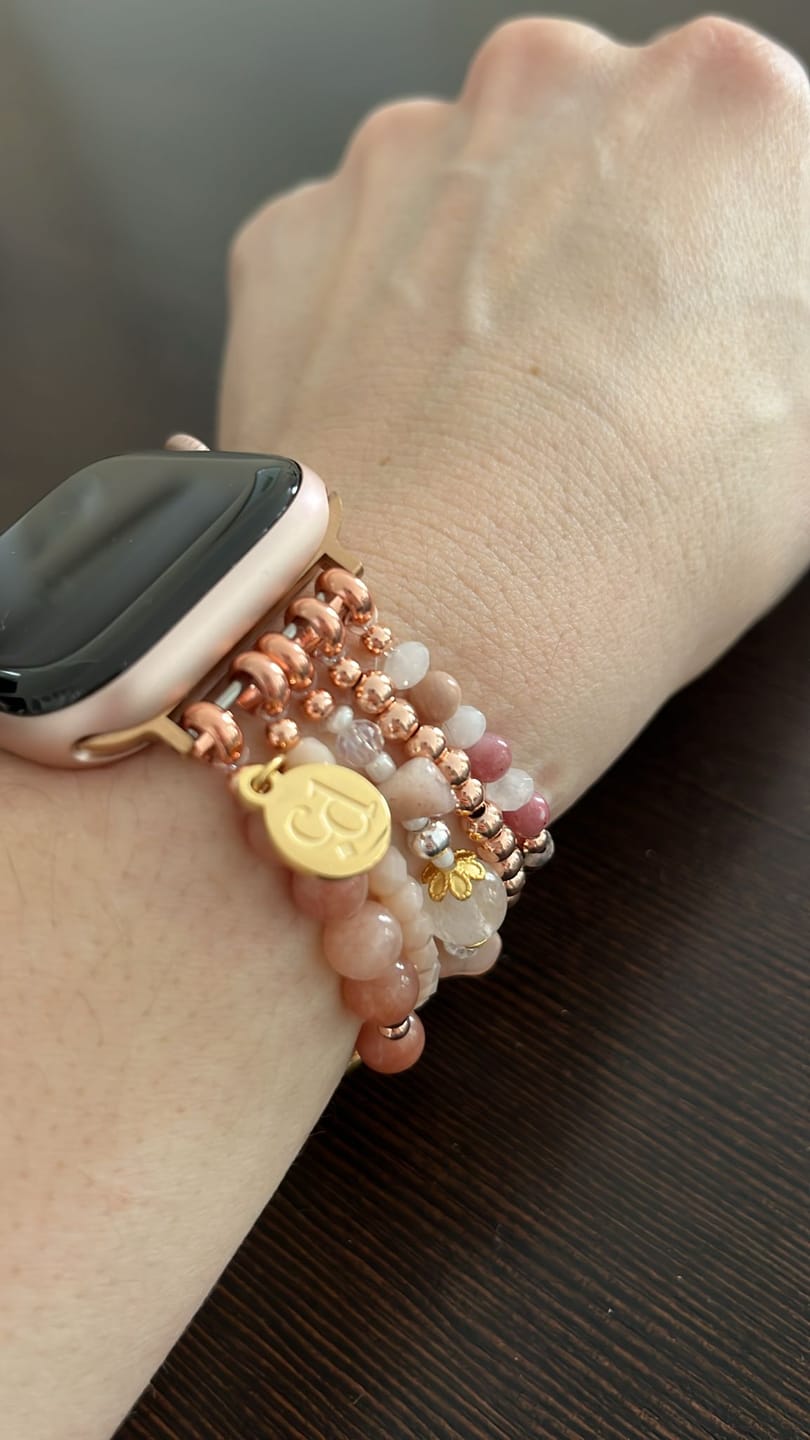 Customer photo review of Burgundy Rose Stretch Apple Watch Strap