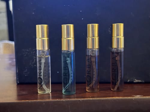 Customer photo review of 🎁 Korbaj Discovery Perfume Sample Set – 4 pcs (20ml) (100% off)