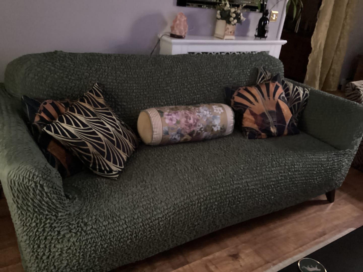 Customer photo review of 3 Seater Sofa Cover - Moss Green, Microfibra
