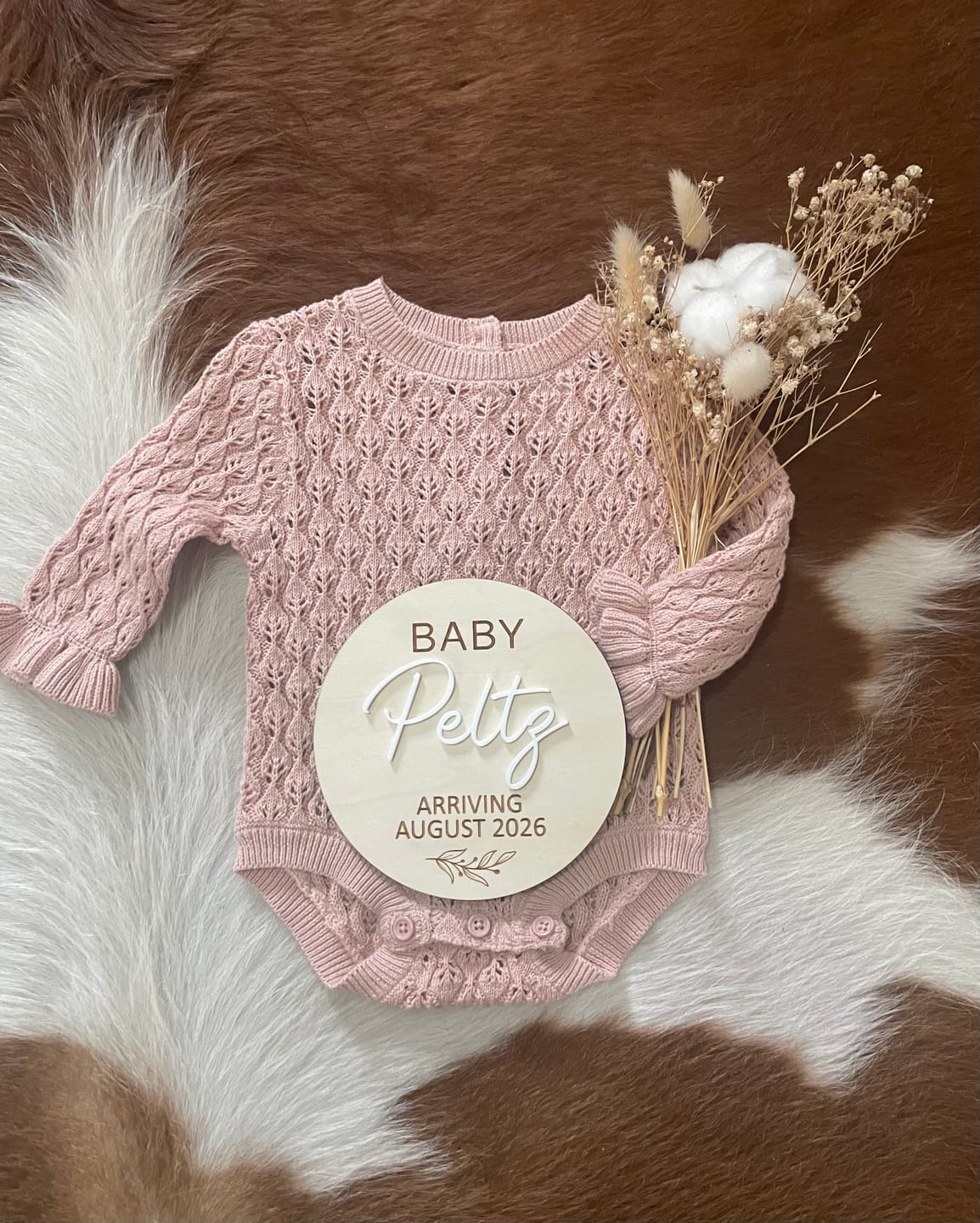 Customer photo review of Pregnancy Announcement Plaque with Acrylic Name | Personalised Pregnancy Announcement Sign