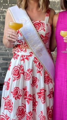 Customer photo review of Quick CUSTOM Order 4.25" Premium Sewn Satin Fabric Sash