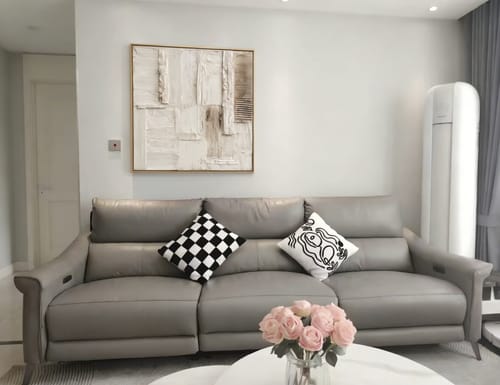 Customer photo review of Quiet Structure – Minimal Abstract Wall Art, Modern Neutral Canvas for Living Room