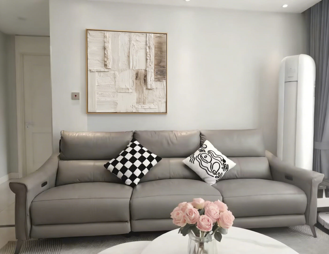 Customer photo review of Quiet Structure – Minimal Abstract Wall Art, Modern Neutral Canvas for Living Room