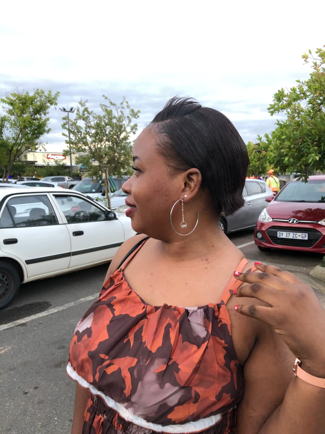 Customer photo review of Silver Era Drop Hoops