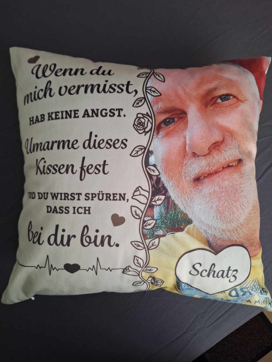 Customer photo review of Wenn du mich vermisst - Personalisiertes Kissen
