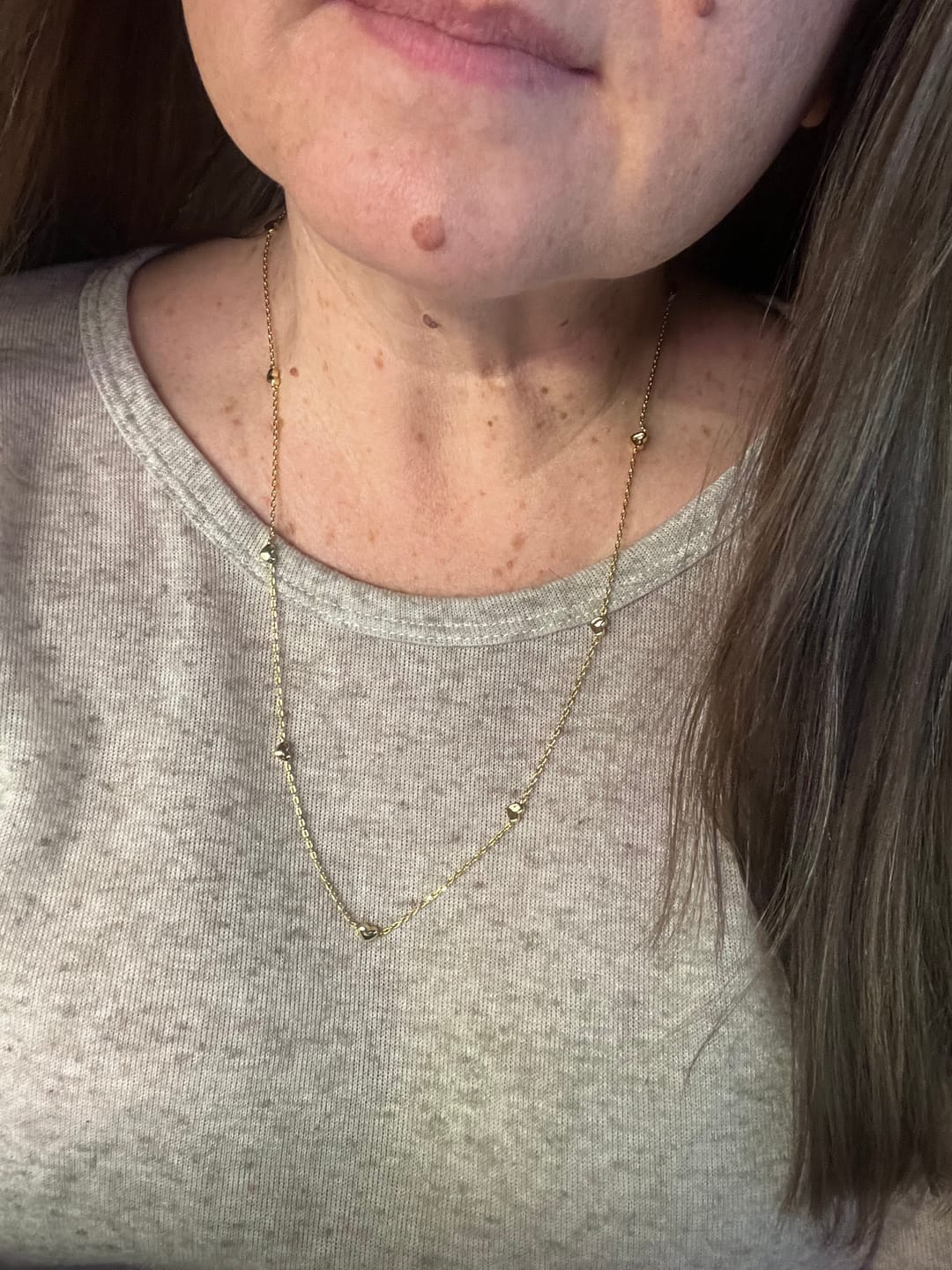 Customer photo review of Jane 18k White Gold Plated Heart Station Necklace