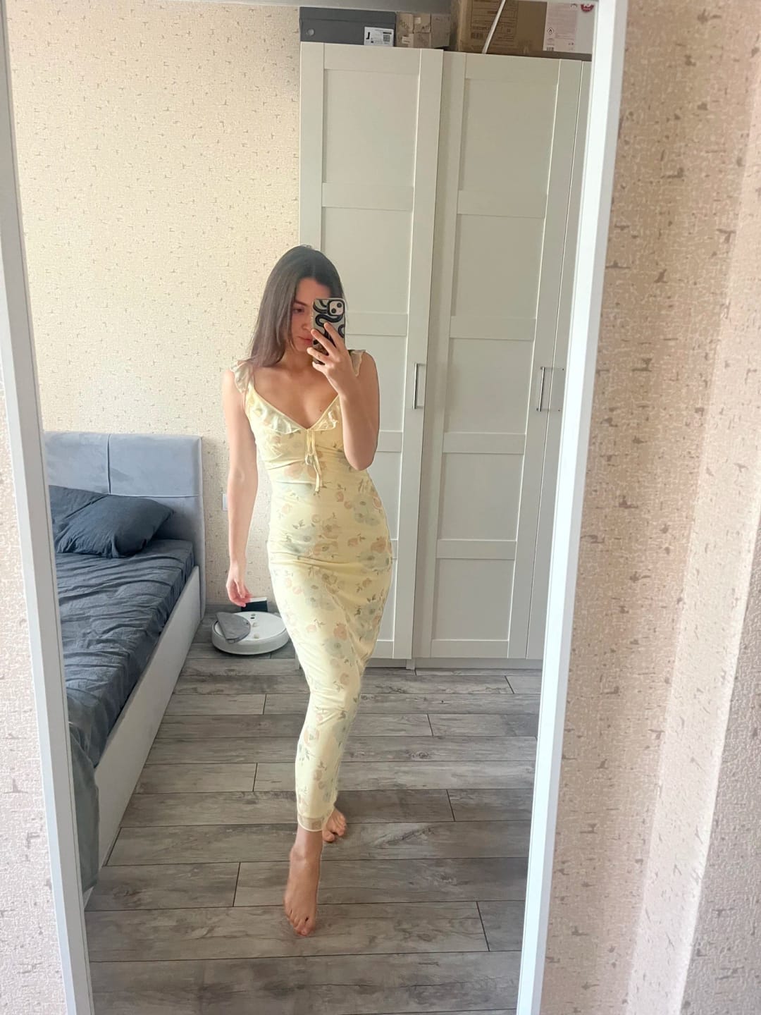 Customer photo review of Adelheid Floral Print Plunge Maxi Dress