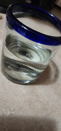Customer photo review of Cobalt Blue Rim Tumbler Glasses - Set of 6 (10 oz each)