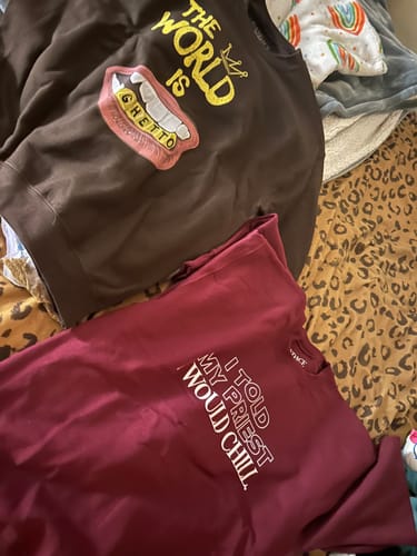 Customer photo review of The World Is Ghetto Crewneck