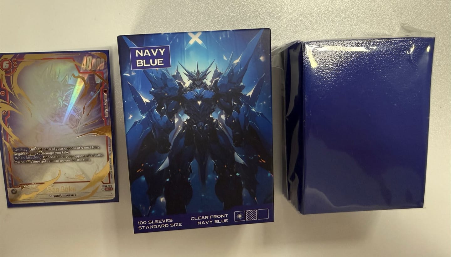 Customer photo review of Baba Sleeves Matte Navy Blue– 100 Standard Size Marine Blau Hüllen für Pokémon, MTG, One Piece & Riftbound (66×91 mm)