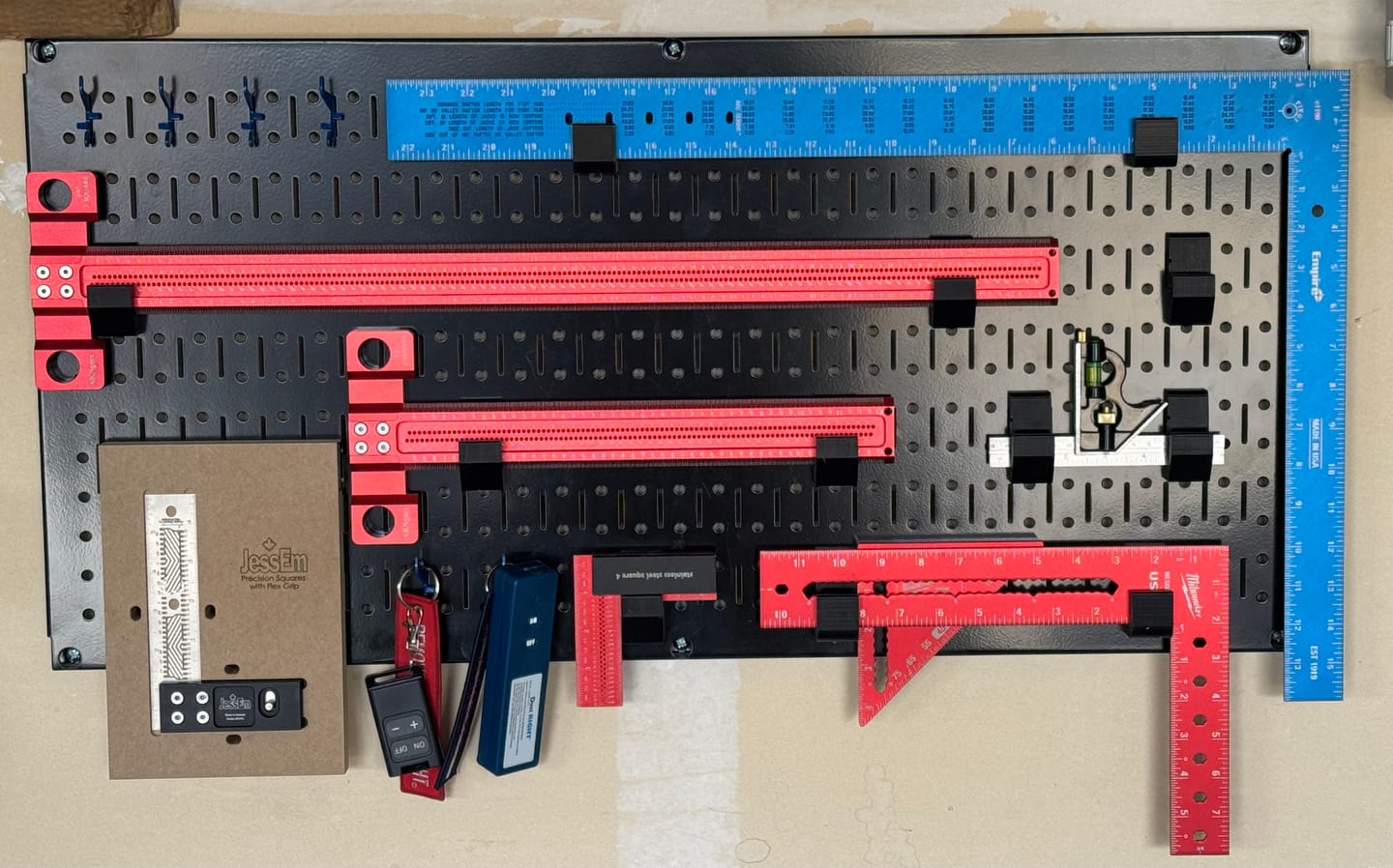 Customer photo review of Woodpeckers Square Hangers for Wall Control