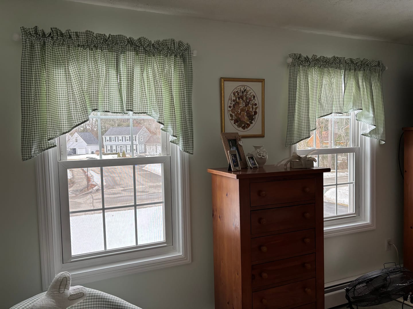 Customer photo review of Empress Swag Valance in Sage Green Premier Gingham Check on White