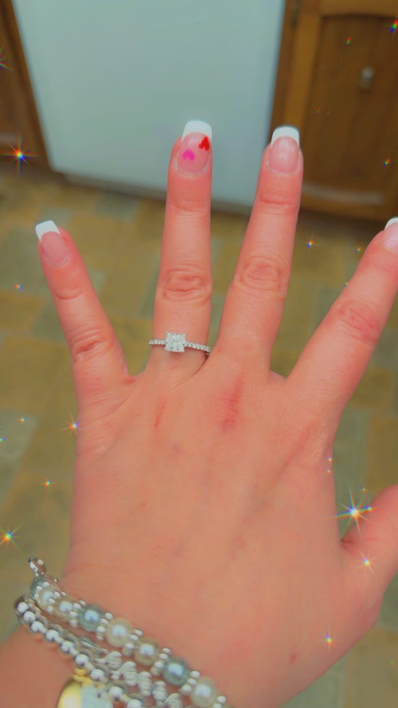 Customer photo review of Iva 1 Carat Princess Cut Side Stone Pave Lab Grown Diamond Ring in 925 Sterling Silver