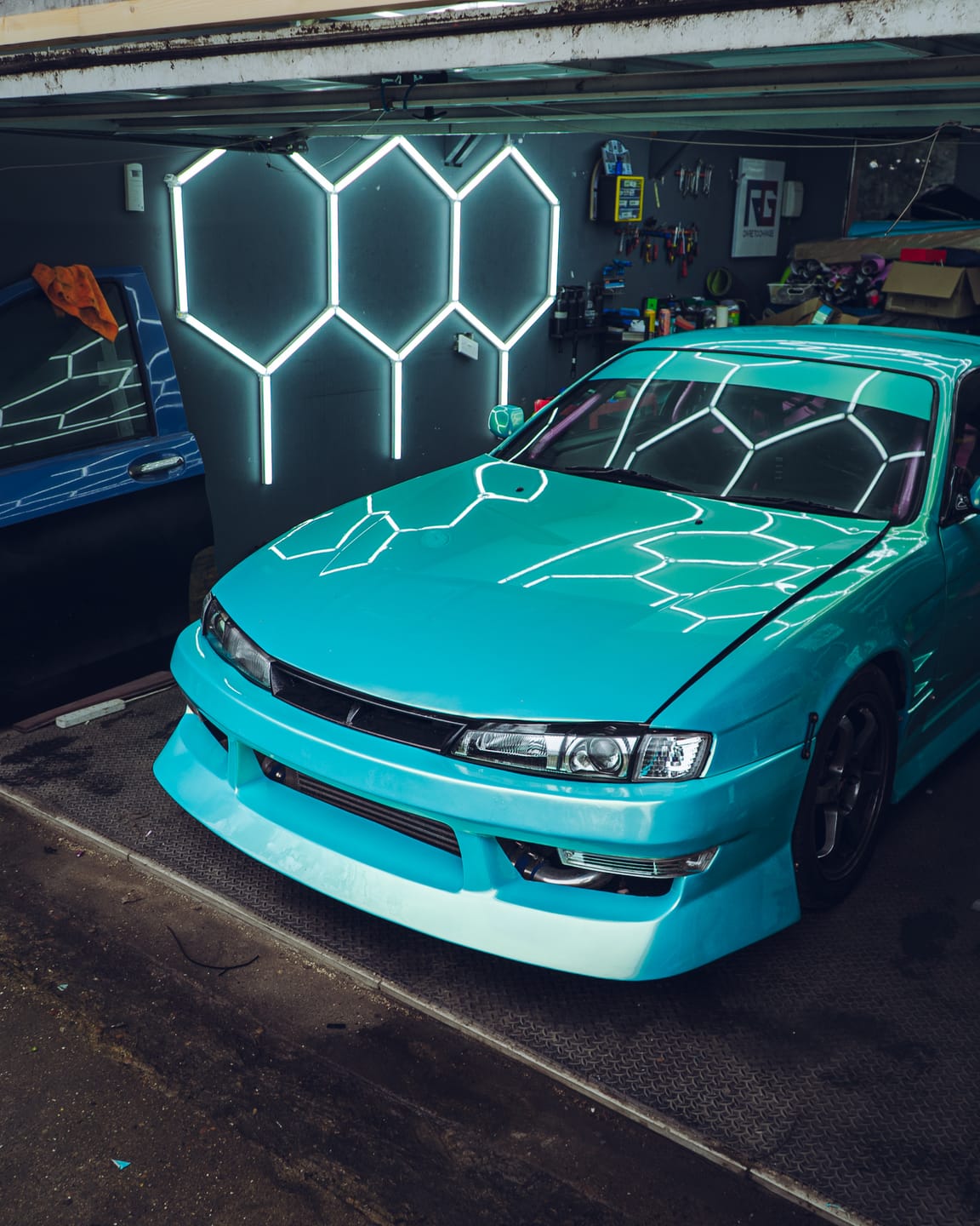 Customer photo review of Candy Metallic Neon Ice Blue Vinyl Wrap